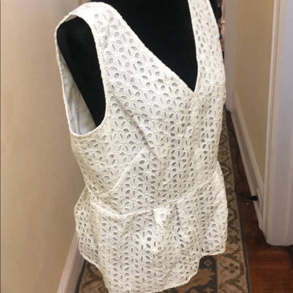 Ann Taylor Lace Eyelet Peplum White 12 - Picture 2 of 3